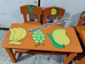 Polished Rectangular Wooden Table Chair, Color : Brown