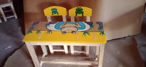 Rectangular Play School Wooden Furniture Set, Color : Yellow & Green
