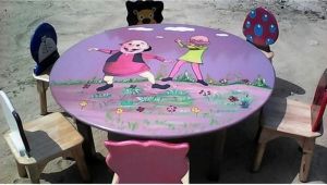 Round Wooden Play School Table Set with Motu Patlu Theme