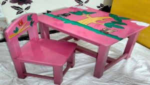 Wood Single Seater Kid Table Chair Set, Color : Multi Color