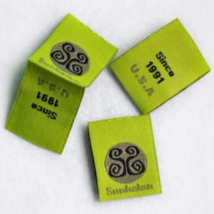Printed Woven Clothing Labels, Color : Green Standard
