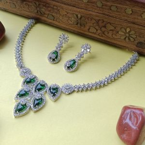 Elegant Cubic Zirconia Necklace & Earring Set