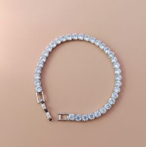 Cubic Zirconia Elegant Silver-Tone Cz Tennis Bracelet