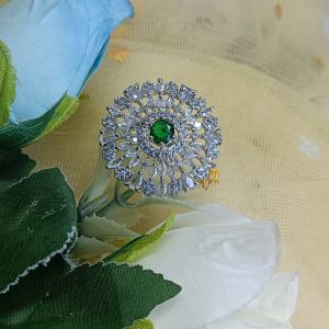 Cubic Zirconia Luxury Emerald-Tone Petal Ring, Brand Name : NIPSTec