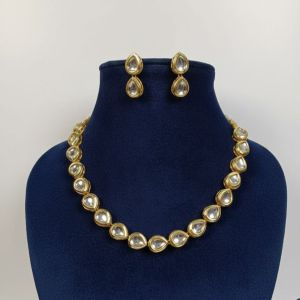 Alloy NIPSTec Minimal Gold-Tone Pear Stone Necklace Set Adjustable