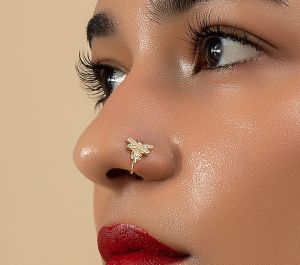 Bass Fancy Stone Nose Pin, Color : Golden Anniversary 0.2
