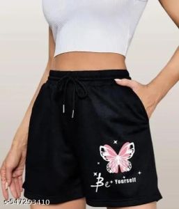 Cotton Fashionable Fabulous Women Shorts, Color : Black for Daily War