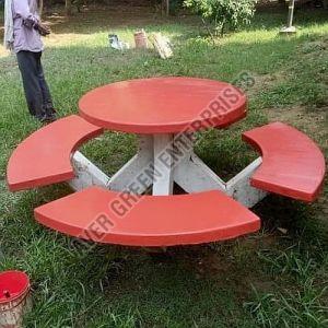 RCC Cement Round Concrete Garden Table Chair Set, Color : Red