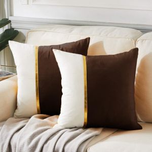 Zikrak Brand Single Line Velvet Cushion Cover Pack of 2- 16x16 Inch