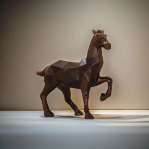 Brown Resin Running Horse Sculpture for Decorative Purpose