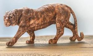 Antique Resin Copper Toned Roaring Tiger Statue, Packaging Type : Box
