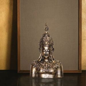 Resin Lord Buddha Head Statue 19cm X 34cm X 6cm for Interior Decor