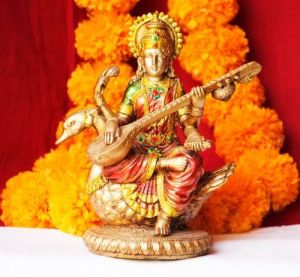 Color Coated Resin Maa Saraswati Statue, Color : Multicolor for Worship
