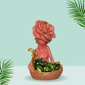 Polyresin Lady Statues, Color : Matte Orange 5 Inch