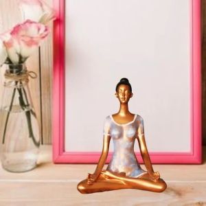 Smooth Polyresin Yoga Lady Statue, Color : Multicolor 12x174x10cm