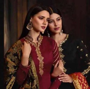 Banarasi Dupatta Embroidered Georgette Suit Party, Festive