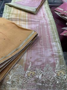 Border Work Embroidered Shimmer Silk Suit Casual, Party, Festive