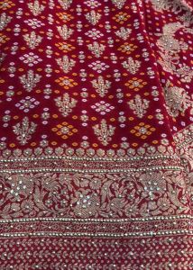 Embriodered Red Banarsi Weaving Embroidered Georgette Suit