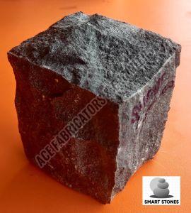 Plain Black Hand Cut Cobblestone, Shape : Rectangular for Flooring