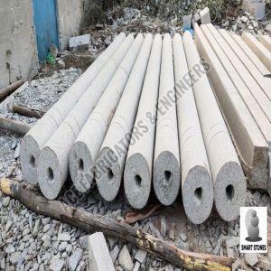 Plain Round Natural Stone Pillar, Color : White
