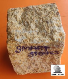 Yellow Hand Cut Cobbles Stone, Shape : Sqaure
