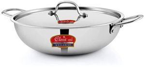 Premium Triply Stainless Steel Kadhai With Lid