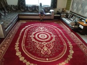 Printed Polyester Living Room Carpet, Color : Red For Floor