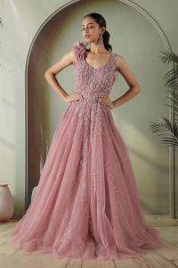 Lavender Flared Evening Gown