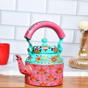Aluminum Golden Home Decor Hand-Painted Tea Kettle