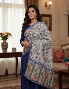 Ladies Kalamkari Motif Fine Wool Shawl 40
