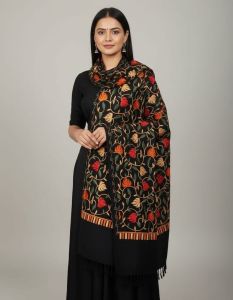 Ladies Striped Floral Cashmilon Aari Stoles