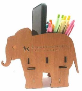 Elephant Wooden Pen Holder