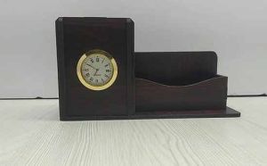 Wooden Pen Stand with Card Holder