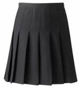 Polyester Blend Plain School Skirts, Color : Black