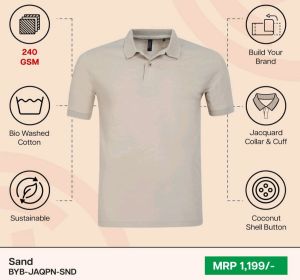 Cotton Plain Promotional Polo T-shirts, Color : Sand Colour