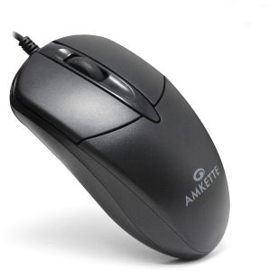 Plastic Amkette KP8 Wired USB Mouse, Color : Black Finger