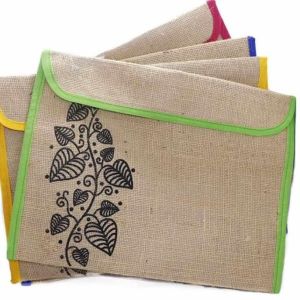 Printed Brown Jute Document File Folder