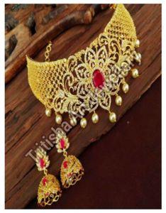 American Diamond Golden Wedding Necklace Set