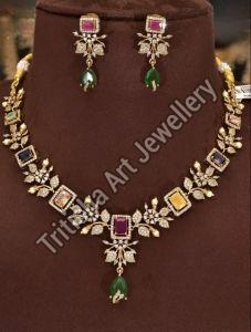 Premium Matte Finish AD Stone Necklace Set