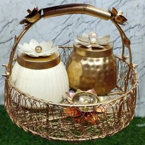 Golden Iron Hamper Basket Set