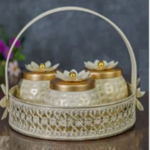 Metal Basket with Jars