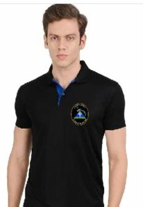 Mens Black Cotton Polo T Shirt