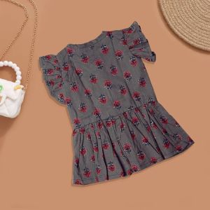 Baby Girl Adorable Flower Printed Cotton Frock