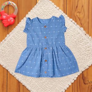 Baby Girl Elegant Sky Blue Cotton Frock