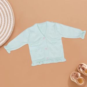 Baby Girl Mint Green V Neck Knitted Cardigan