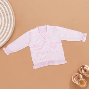 Baby Girl Pink Ruffle Knitted Cardigan