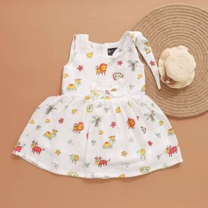 Baby Girl Printed Muslin Frock with Bow