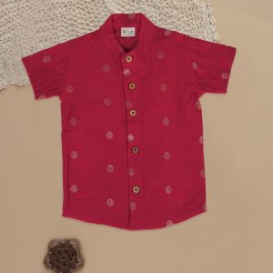 Boys Cherry Red Ethnic Shirt