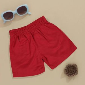 Boys Red Minimalist Cotton Shorts