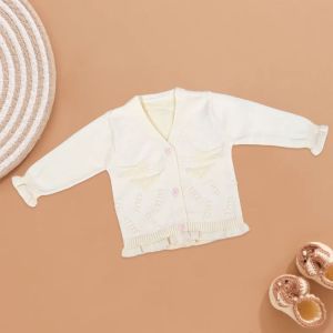 Kids Creamy Delight Ruffled Cardigan